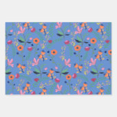 モダン春カラフルワイルドフラワーメドウフローラ ラッピングペーパーシート (正面2)