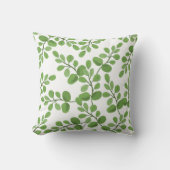 モダン春グリーンボタニカルパタ葉ーンズ クッション (正面)