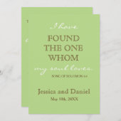 モダン春グリーン&チョコレートブラウン結婚ズ 招待状 (正面/裏面)