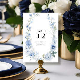 モダン春サマーフローラブルー結婚ホワイト 招待状