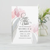 モダン春ピンクチューリップ結婚ズ感動的 セーブザデート (スタンド正面)