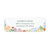 モダン春フローラ差出人住所 ラベル (正面)