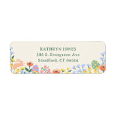 モダン春フローラ差出人住所 ラベル (正面)