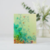 モダン春フローラ抽象芸術アート ポストカード (スタンド正面)