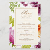 モダン春フローラ簡単編結婚集のディナーメニュー (正面/裏面)