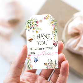 モダン春ワイルドフラワースクリプトブライダルシャワー ギフトタグ