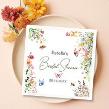 モダン春ワイルドフラワースクリプトブライダルシャワー