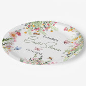 モダン春ワイルドフラワースクリプトブライダルシャワー ペーパープレート (アングル)