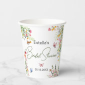 モダン春ワイルドフラワースクリプトブライダルシャワー 紙コップ (正面)