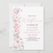モダン春ワイルドフラワー誕生日 招待状 (正面)
