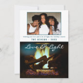 モダン暖炉の火の木の居心地の良いクリスマスフォト カード (正面)