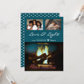 モダン暖炉の火の木の居心地の良いクリスマスフォト カード (正面/裏面インサイチュ)