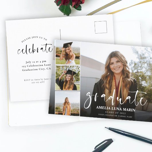 モダン書エレガントおもしろい卒業 ポストカード