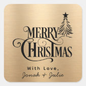 モダン書エレガントの台本クリスマス スクエアシール (正面)