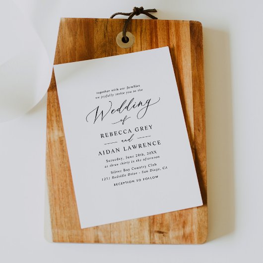 モダン書ミニマル結婚文字 招待状