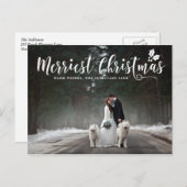 モダン書メリーChristmas写真 シーズンポストカード (正面/裏面)