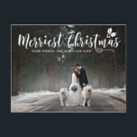 モダン書メリーChristmas写真 シーズンポストカード<br><div class="desc">白い書エレガント跡とホリーを使ったホリモダンーはがきも。ステッカー、ラベル、スタンプなどのマッチング項目が利用可能。</div>