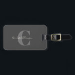 モダン書モノグラムの道(黒) ラゲッジタグ<br><div class="desc">モダンBlack and Gray Lagage Tagスタイリッシュの書名</div>