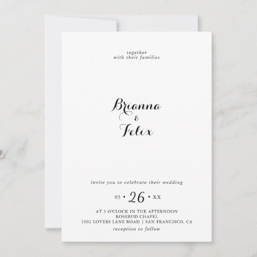 モダン書リース結婚の 招待状 (正面)