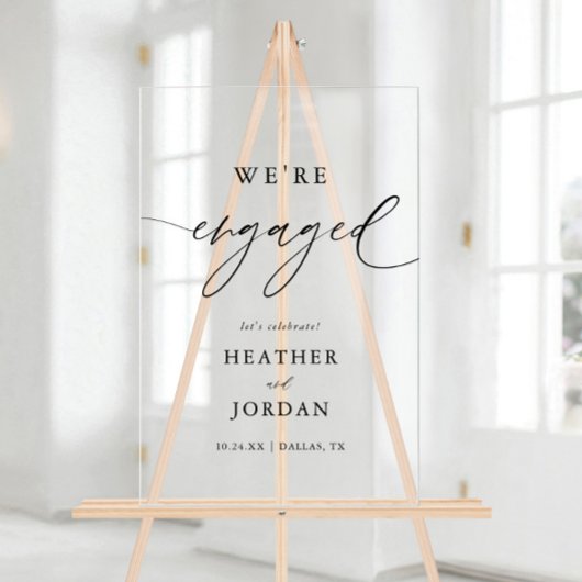 モダン書婚約パーティ婚約した アクリルサイン