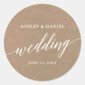 モダン書結婚のクラフト封筒用シール ラウンドシール (正面)