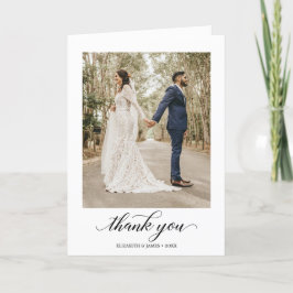 モダン書結婚の写真サンキューカード サンキューカード