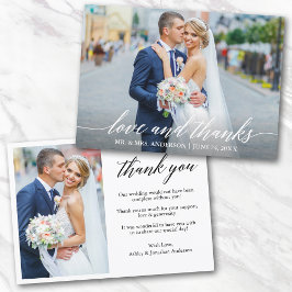 モダン書結婚の愛感謝してい2写真 サンキューカード