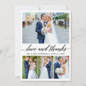 モダン書結婚の愛感謝してい4写真 サンキューカード (正面)
