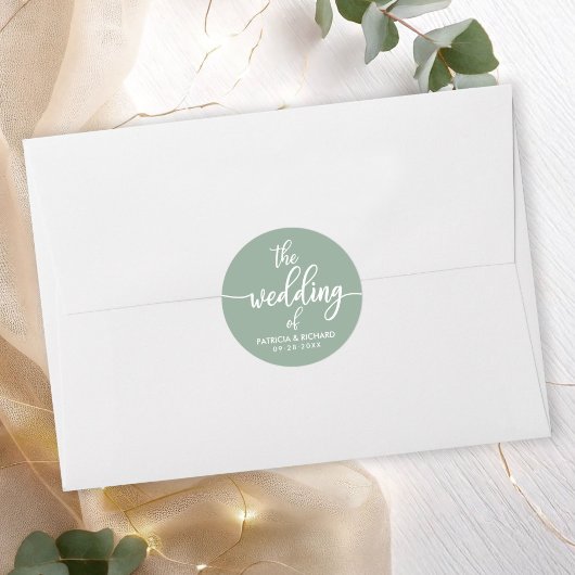 モダン書結婚の緑 ラウンドシール