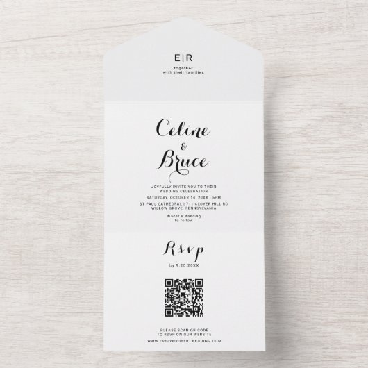 モダン書結婚の オールインワン招待状 (内側)