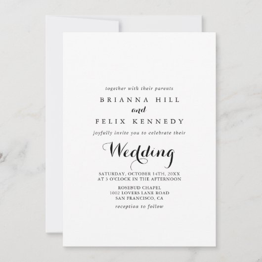 モダン書結婚の 招待状 (正面)