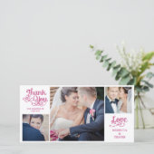 モダン書結婚サンキューカード明るい赤紫色 サンキューカード (スタンド正面)