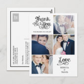 モダン書結婚サンキューカード ポストカード (正面/裏面)