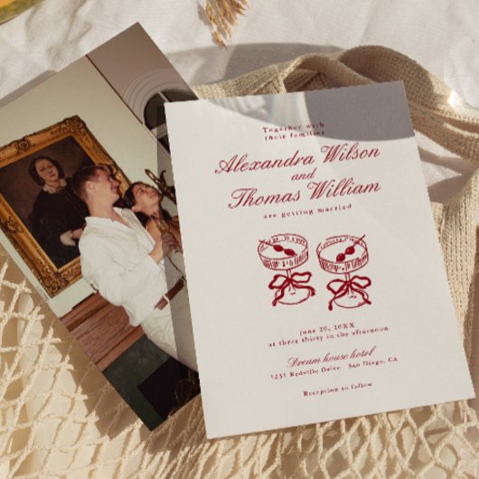 モダン書赤結婚の 招待状