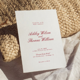 モダン書赤結婚の 招待状