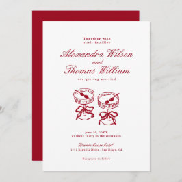 モダン書赤結婚の 招待状