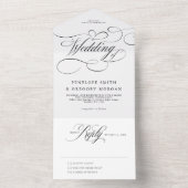 モダン書道の時代を超えた結婚白黒 オールインワン招待状 (内側)