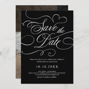 モダン書道の時代を超えた結婚白黒 セーブザデート