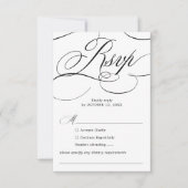 モダン書道の時代を超えた結婚白黒 出欠カード (正面)