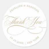 モダン書道の時代感謝していを超えた金ゴールド結婚のユーザ ラウンドシール (正面)