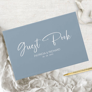 モダン書道ダスティブルー結婚ズ ゲストブック