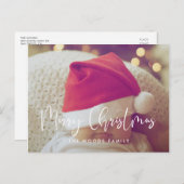 モダン書道メリークリスマス写真 ポストカード (正面/裏面)
