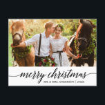 モダン書道メリー結婚クリスマス ポストカード<br><div class="desc">モダンエレガント書の写結婚真のクリスマスポストカード</div>