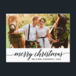 モダン書道メリー結婚クリスマス ポストカード<br><div class="desc">モダンエレガント書の写結婚真のクリスマスポストカード</div>