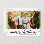 モダン書道メリー結婚クリスマス ポストカード (正面/裏面)