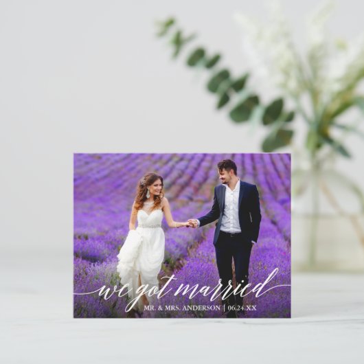 モダン書道得結婚結婚したの写真 ポストカード (スタンド正面)