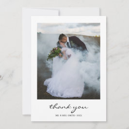 モダン書道結婚の写真ありがとう サンキューカード