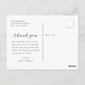 モダン書道結婚の写真ありがとう ポストカード (裏面)