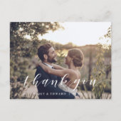 モダン書道結婚の写真ありがとう ポストカード (正面)