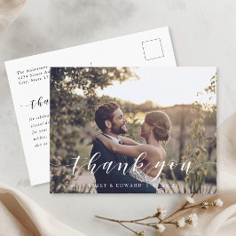 モダン書道結婚の写真ありがとう ポストカード